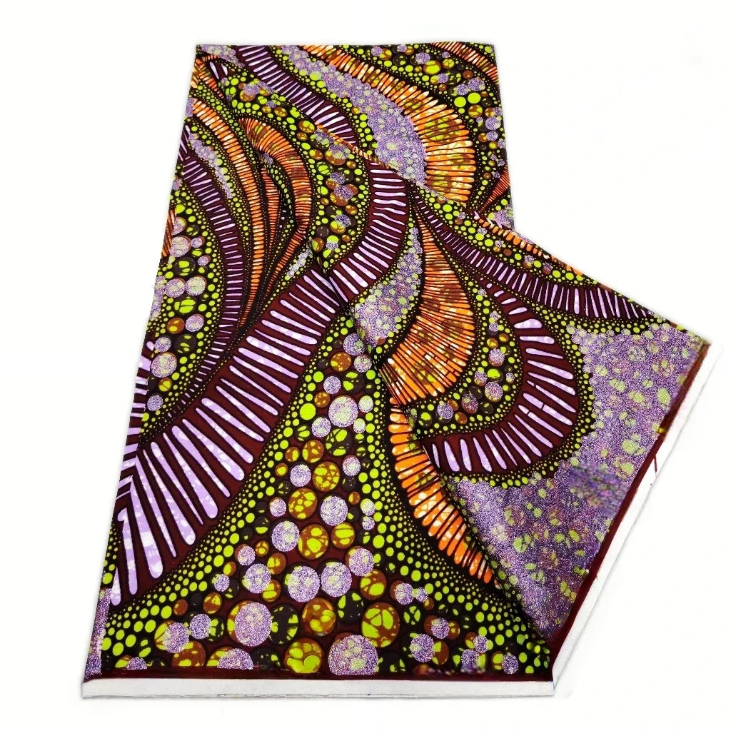Grand Super Ankara Wax Fabric - Original 100% Cotton Glitter Batik Pagne 6 Yards Nigerian Party Dress Sewing Material