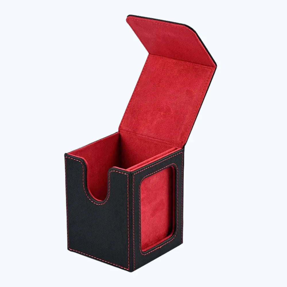 PU Leather Trading Card Deck Box for 120+ Sleeved Cards with Magnetic Closure & Display Window