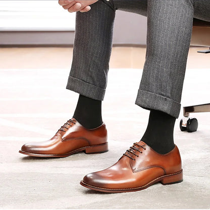 Men’s Genuine Leather Derby Shoes - Classic Business Dress and Casual Footwear for Office and Special Occasions