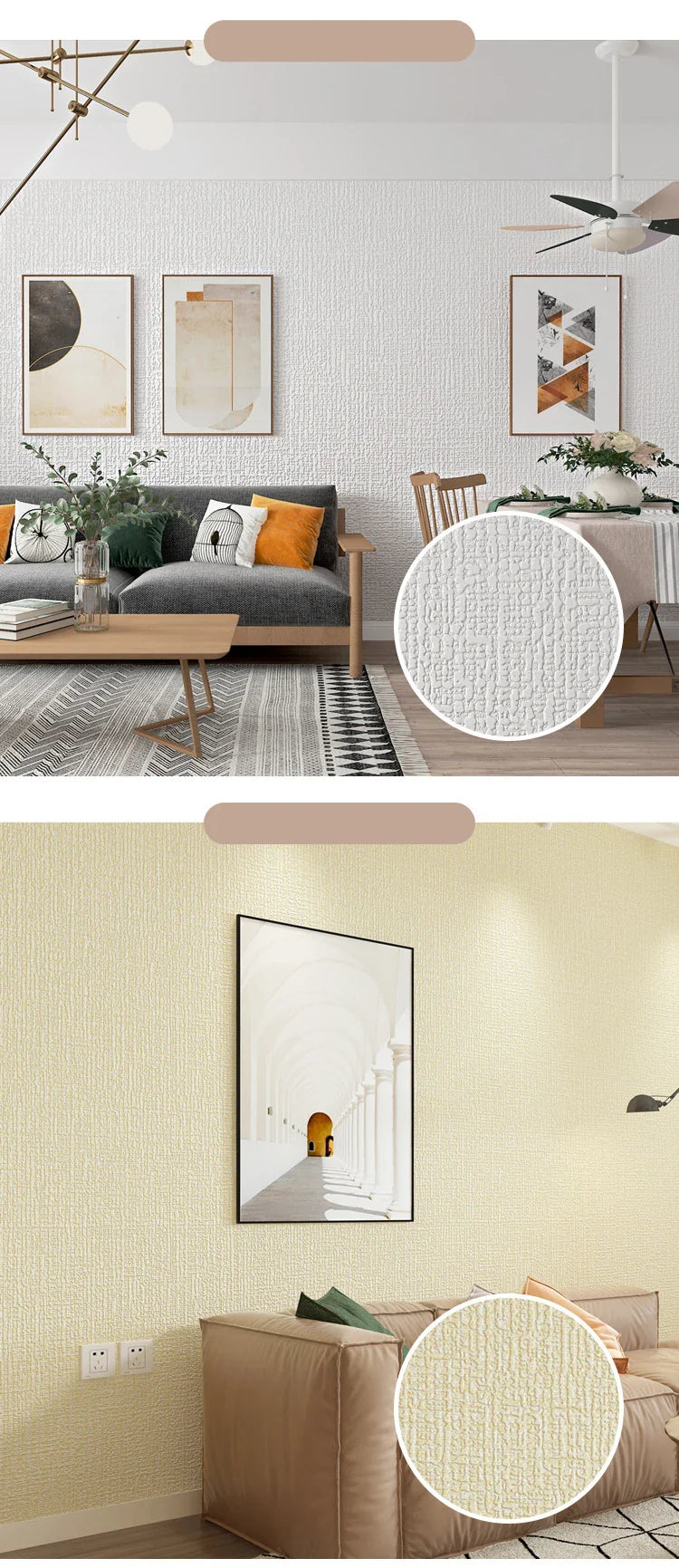 50cm x 10m Linen 3D Foam Self-Adhesive PVC Wallpaper - Solid Color, Thickened Waterproof Wall Stickers for Renovation