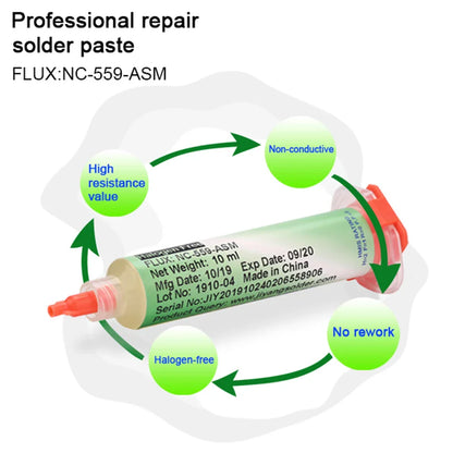 Original Amtech NC 559 Flux – 10ml Syringe for Soldering, BGA & SMD PCB Repair, Electronics Tools
