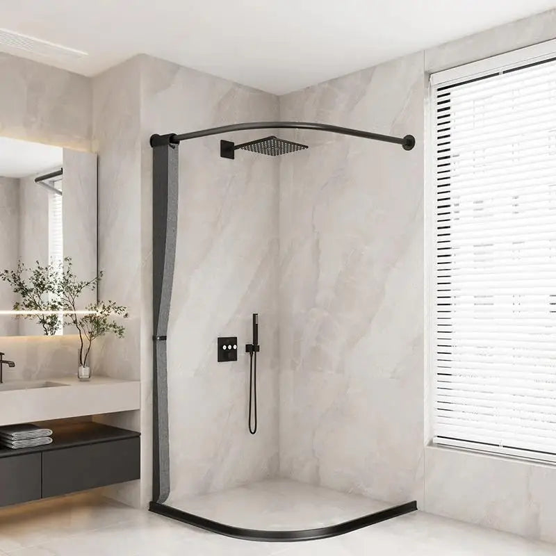 Foldable Magnetic Shower Curtain - Waterproof Bathroom Privacy Divider for Home, Apartment and Dorm