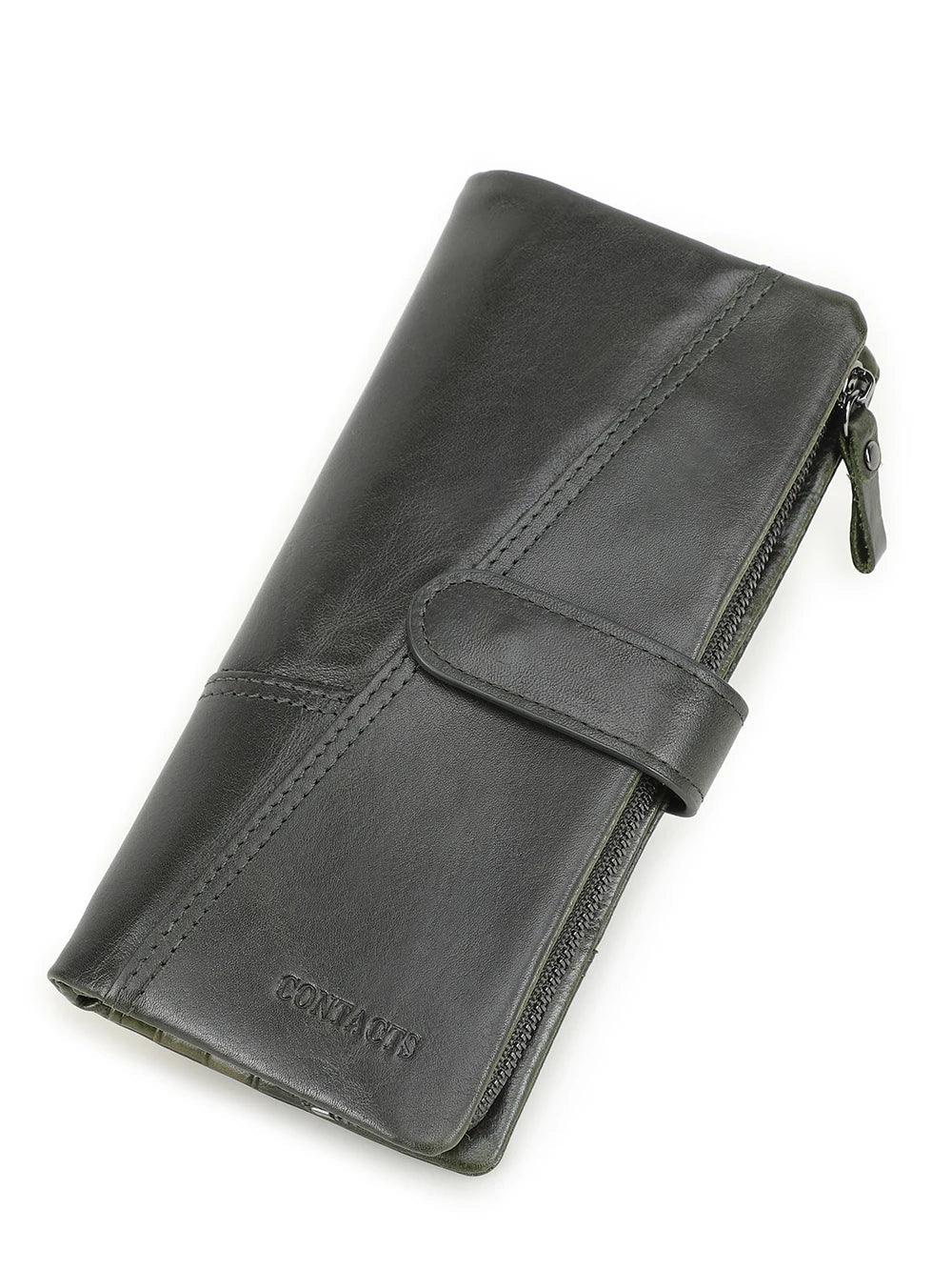 CONTACT'S Genuine Leather Men’s Long Wallet – Phone Bag with Zipper Coin Pocket, Clutch Purse & Small Wallet