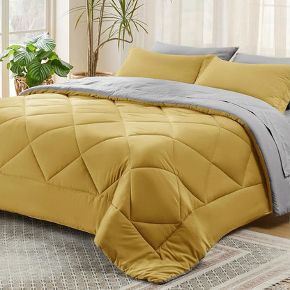 Bedsure Reversible Comforter Set – Queen Bed-in-a-Bag with Sheets & Pillowcases, Twin to King Size