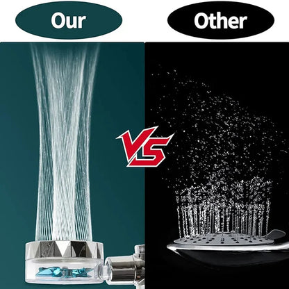 360° Rotation Turbo Fan Shower Head – High Pressure, Water-Saving Adjustable Spray with Filters for Bathroom Accessories