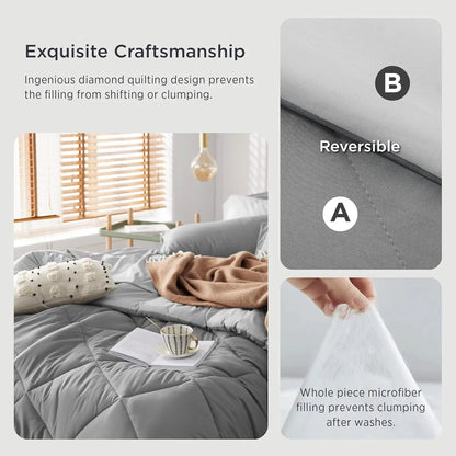 Bedsure Reversible Comforter Set – Queen Bed-in-a-Bag with Sheets & Pillowcases, Twin to King Size