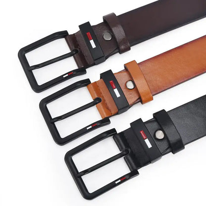 Men’s PU Leather Belt with Alloy Square Pin Buckle — Business & Casual Fashion Waistbelt, Black, Coffee, Brown, 2023 Style