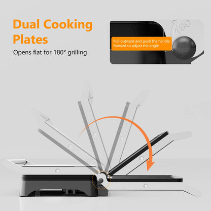 Panini Press Grill & Sandwich Maker – 4-Slice Non-Stick Indoor Grill, 180° Open, 1200W with Temperature Control
