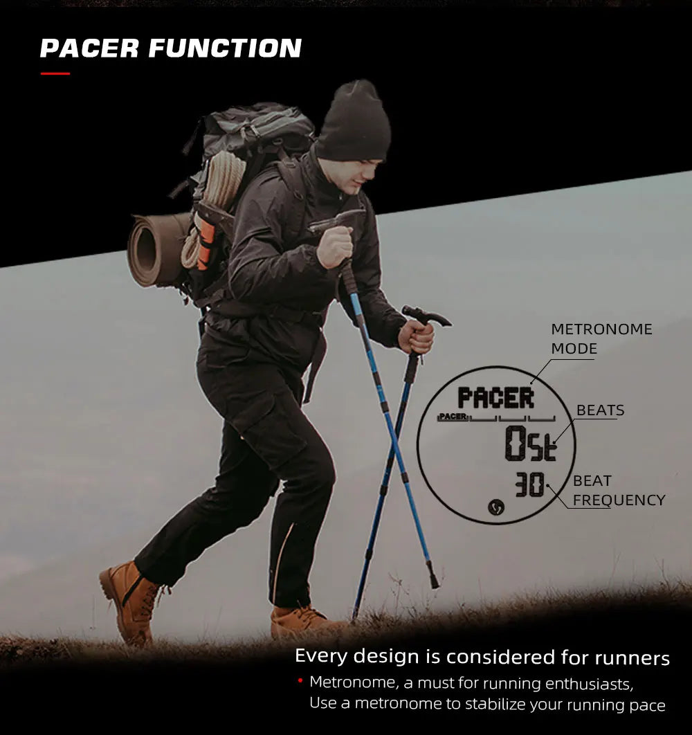 NORTH EDGE ALPS Men's Digital Carbon Fiber Watch Shockproof Military Sports Waterproof 50M Outdoor Compass Wristwatch