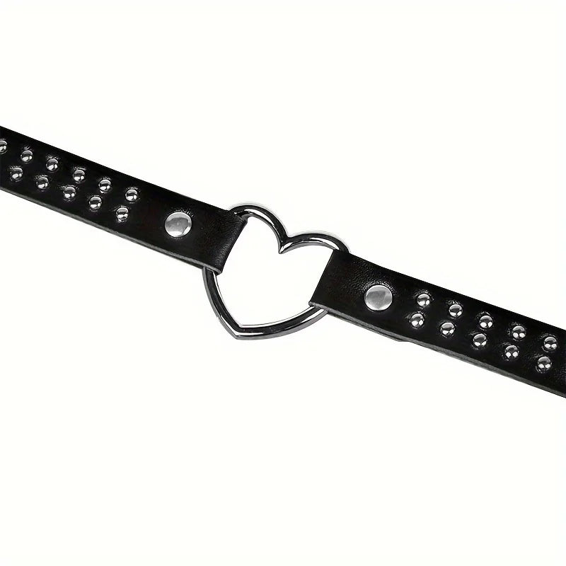 Y2K Punk Gothic Heart Stud PU Leather Choker Necklace — Sexy Everyday Jewelry for Women