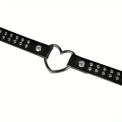 Y2K Punk Gothic Heart Stud PU Leather Choker Necklace — Sexy Everyday Jewelry for Women