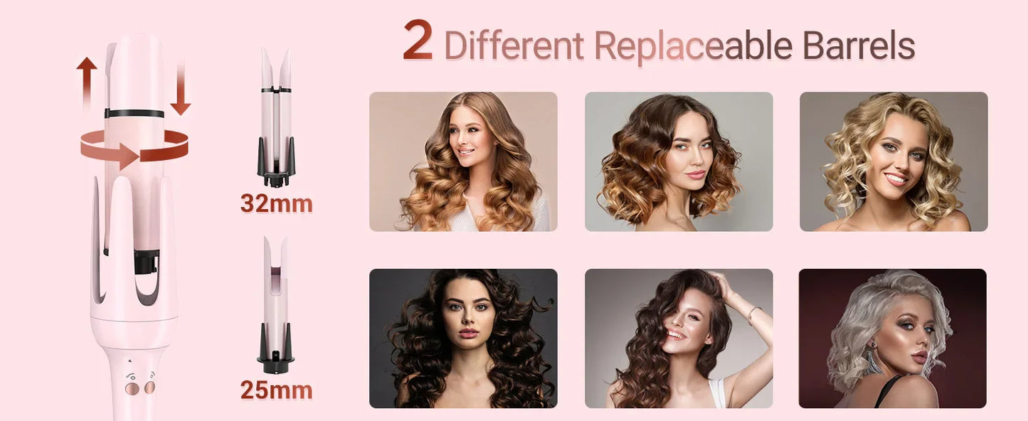 BESTOPE PRO Automatic Curling Iron – Replaceable Hair Curler Wand with 2 Barrel Sizes (1", 1.25") & 3 Temperature Settings Hair Waver