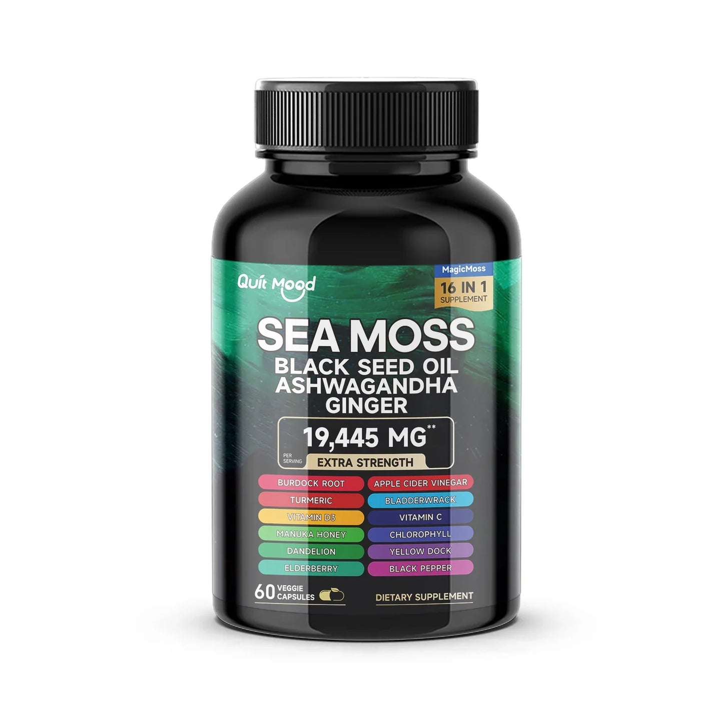 Sea Moss & Shilajit Supplement Bundle – 120 Capsules with Black Seed Oil, Ashwagandha, Ginger, Burdock Root, Turmeric & Black Pepper