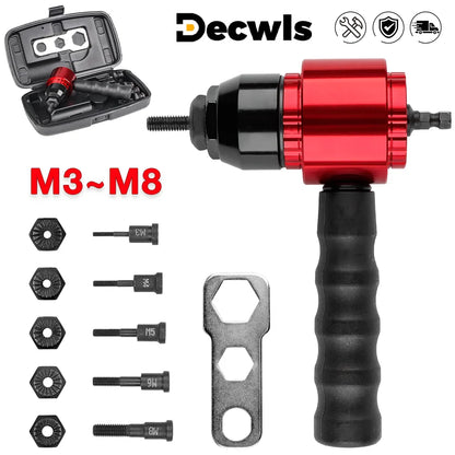 Electric Rivet Nut Gun – M3-M8 DIY Home Riveting Tool, Plug-in Converter for Electric Drill
