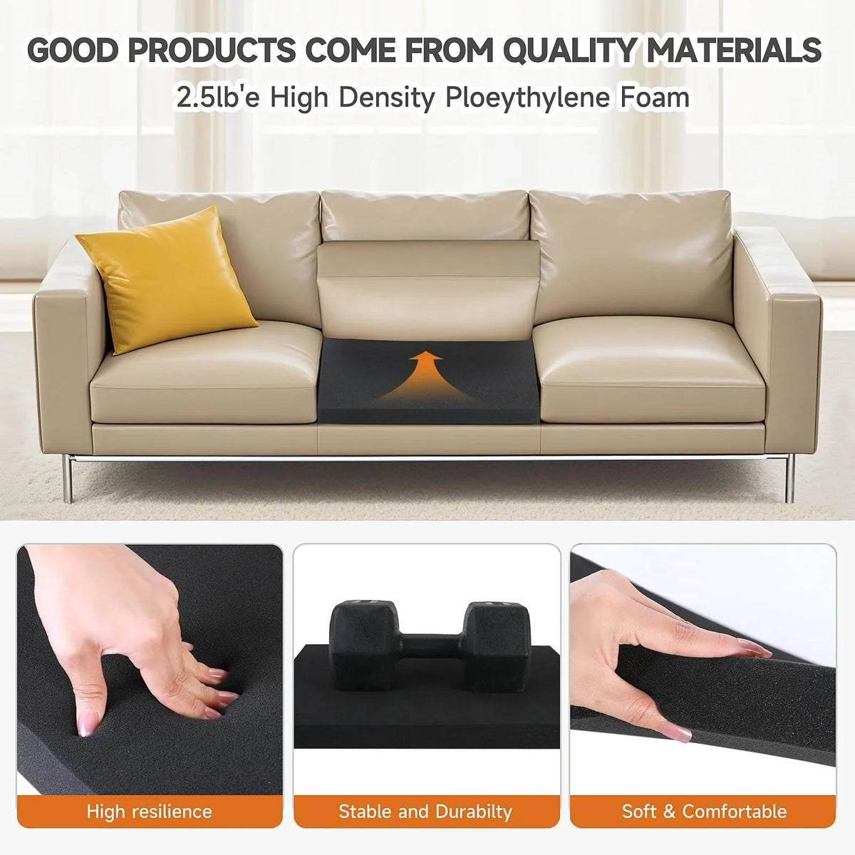 3Pcs 56x56cm Couch Cushion Support Boards – Sofa Sagging Seat Fix Inserts for Lift, Firm Support & Comfortable Seating Restoration