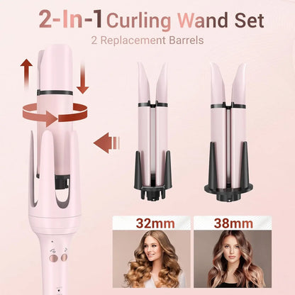 BESTOPE PRO Automatic Curling Iron – Replaceable Hair Curler Wand with 2 Barrel Sizes (1", 1.25") & 3 Temperature Settings Hair Waver