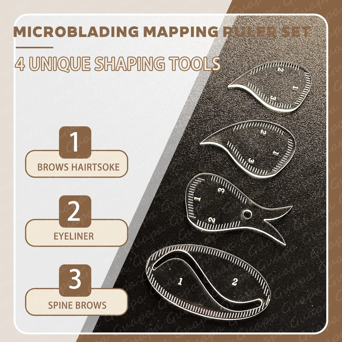 Tear Drop Arch Brow Mapping Tool Kit — 1-Minute PMU Eyebrow Shaping Ruler & Stencil for Hairstroke & Eyeliner