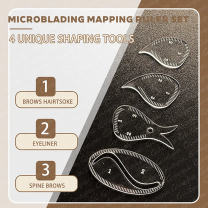 Tear Drop Arch Brow Mapping Tool Kit — 1-Minute PMU Eyebrow Shaping Ruler & Stencil for Hairstroke & Eyeliner
