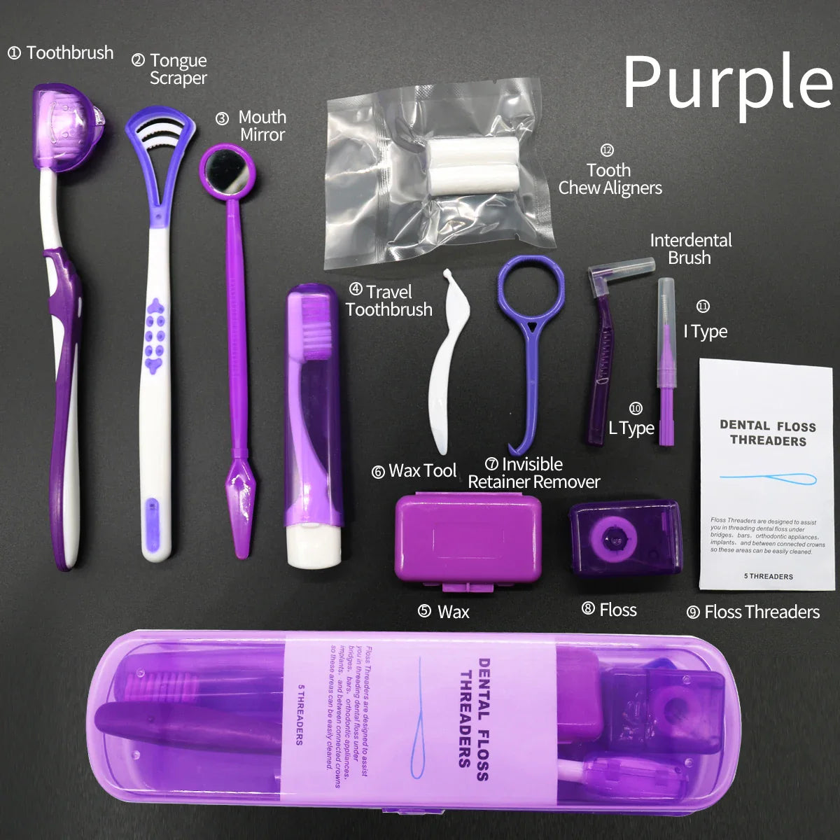 12PCS Orthodontic Oral Care Kit – Teeth Cleaning & Dental Hygiene Tools