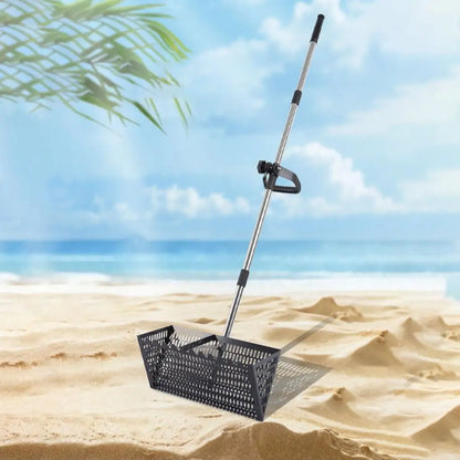 Handheld Sand Sifter Rake with Mesh Shovel – Ergonomic Sharp Tooth Beach & Gardening Tool for Soil Loosening, Camping & Seafood Catching