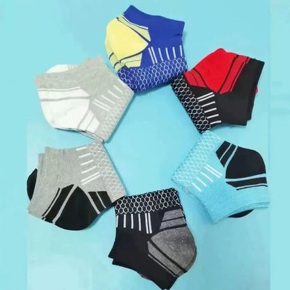 6 Pairs Men's Short Sports Socks – Moisture-Wicking, Breathable, All-Season Athletic Wear