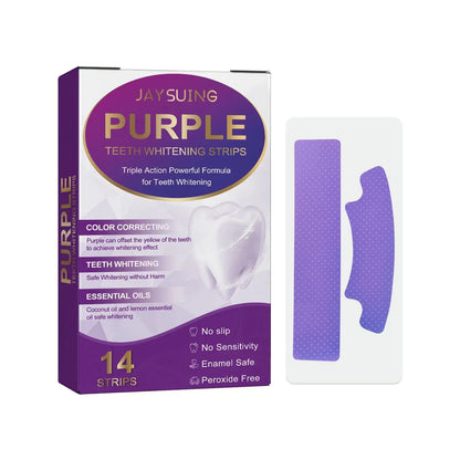 14PCS Teeth Whitening Strips – Purple Dental Bleaching Gel Strips for Oral Hygiene & Tooth Brightening