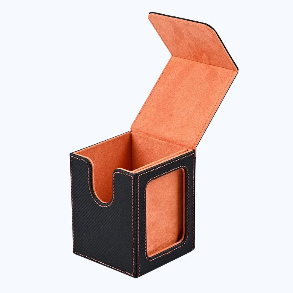 PU Leather Trading Card Deck Box for 120+ Sleeved Cards with Magnetic Closure & Display Window