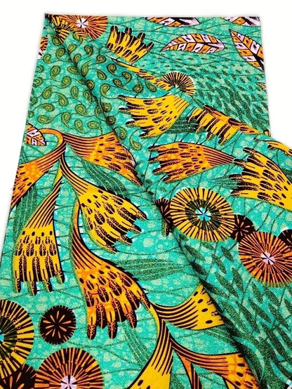 Original African Wax Print Fabric - 6 Yards 100% Cotton Nigerian Ankara Sewing Material for Women’s Dresses