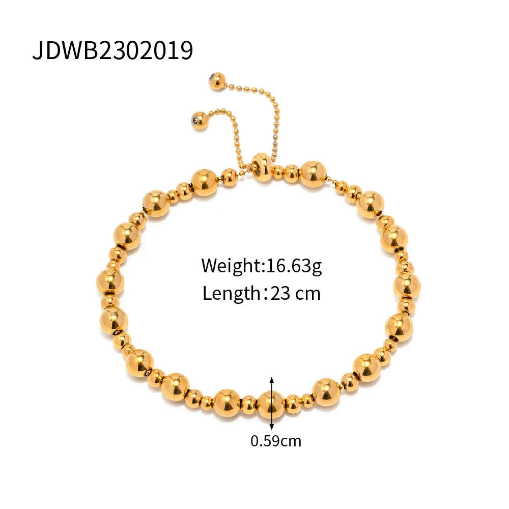 Uworld Stainless Steel Bead Chain Bangle Bracelet – Waterproof Gold Tone Fashion Jewelry for Men & Women, Trendy Statement Design