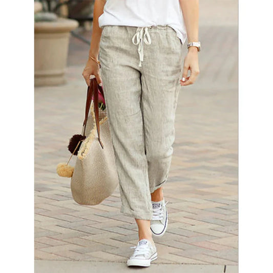Women's Cotton Drawstring Pants - Y2K Black Elastic Waist Casual Trousers, Loose Fashionable Autumn Bottoms