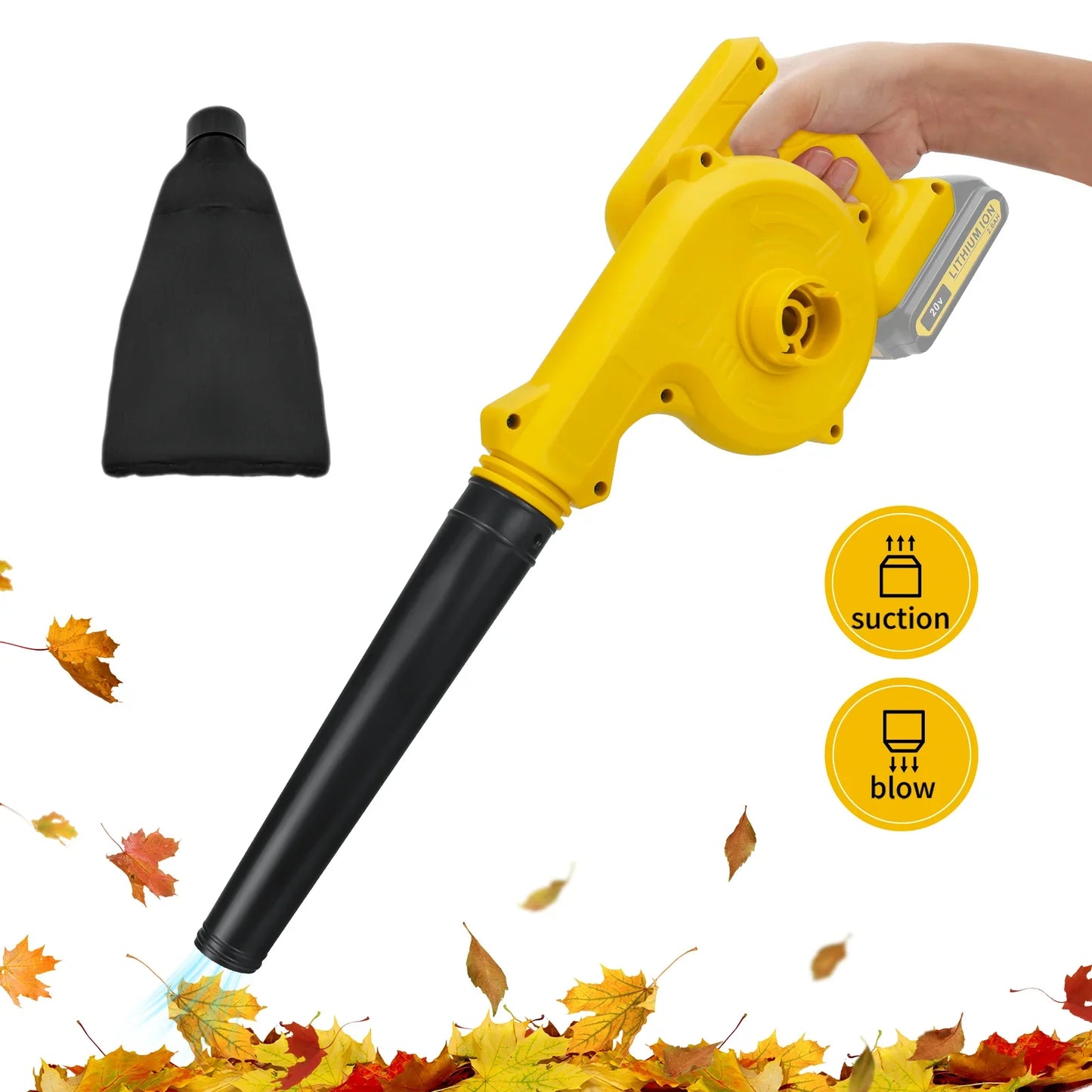 Cordless 2-in-1 Leaf Blower & Vacuum – Electric Jobsite Air Blower for Dewalt 20V Battery