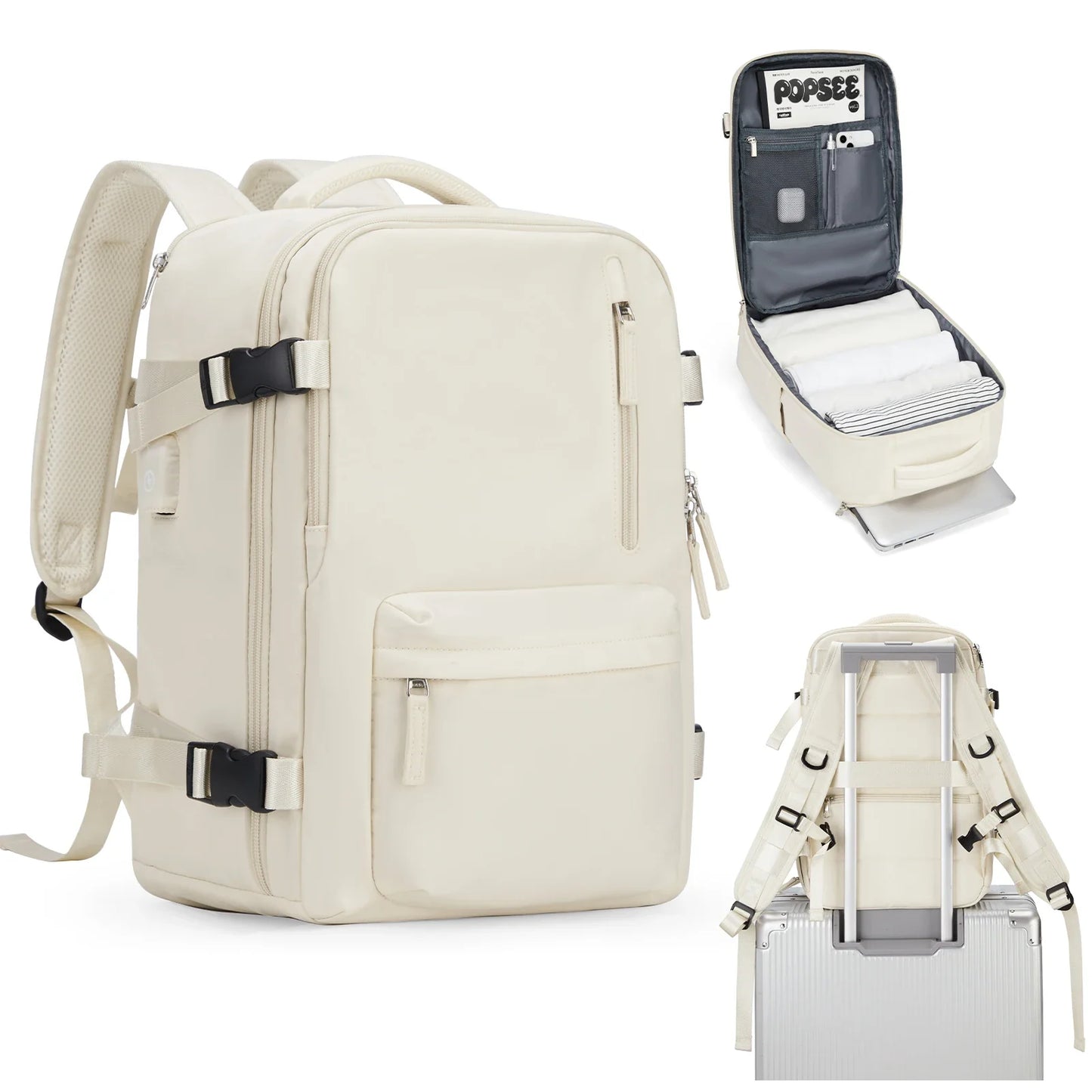 Women's Cabin Travel Backpack - Large Capacity, Water-Resistant Laptop Bag 45x36x20 cm, Fits EasyJet and Ryanair Carry-On Dimensions