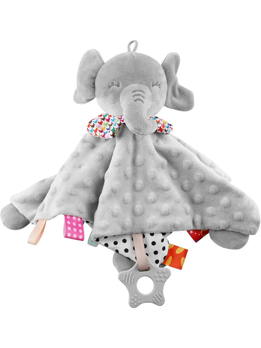 Elephant Baby Comforter Blanket – Soft Soothing Towel with Rattle, Animal Toy for Toddler Sleep and Reassurance