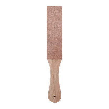 STONEGO Handmade Leather Sharpening Strop: Wooden Handle Razor Polishing Board for Double-Sided Razor Knives - Home Sharpening Tool