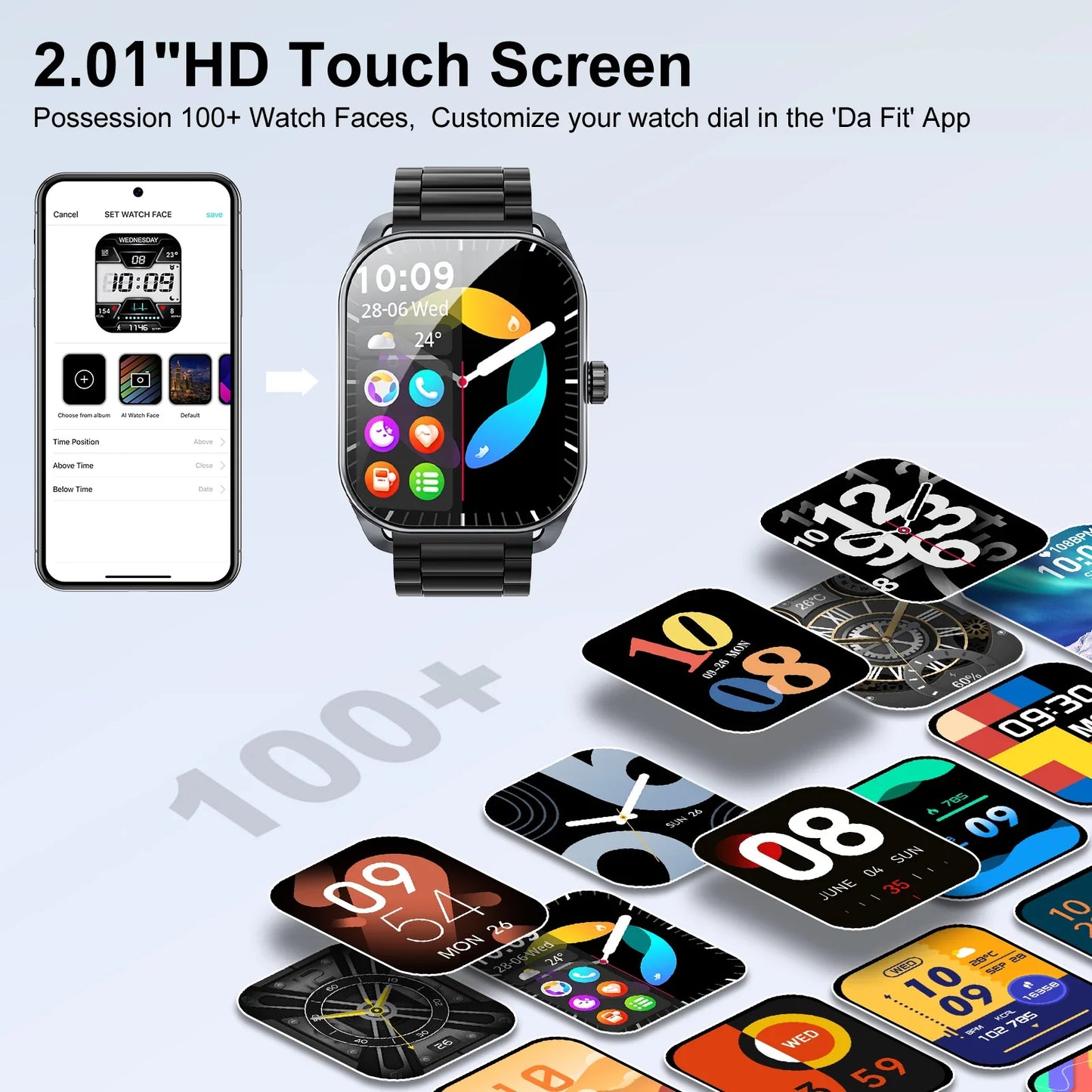 Karchilor 2024 Smart Watch for Men - 2.01-Inch Curved Screen, Bluetooth Call, IP68 Waterproof, Sports and Fitness Smartwatch