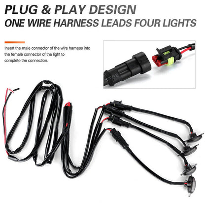 Universal 12V Car LED Grille Lights - Smoked Amber and White 12-LED Eagle Eye Lamps for Off-Road, SUVs, Ford, Toyota