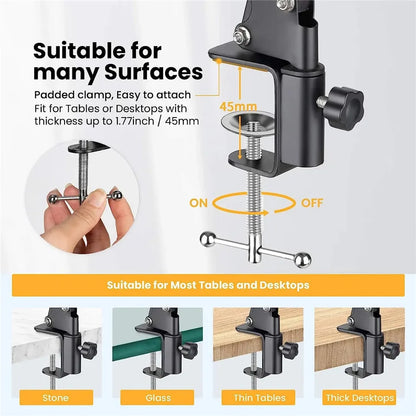 Flexible Arm Phone Tripod Stand for Table & Desktop | Foldable Overhead Mount for Live Video & Photography