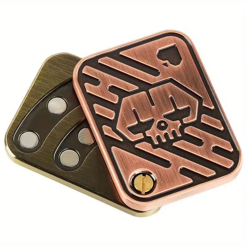Metal Skull Push Slider Stress Relief Toy - EDC Magnetic Spinning Top for Adults, Portable Decompression Gift