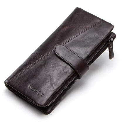 Women's Genuine Leather Long Wallet – Fashion Clutch with Coin Purse, Card Holder & Phone Pocket by Contact's