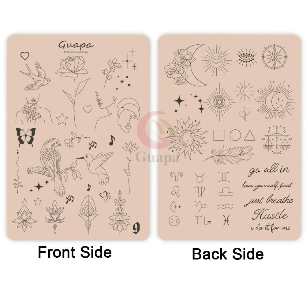 Silicone Practice Skin for Permanent Makeup — Double-Sided Latex Sheet with Brows Design for Hair Stroke Training