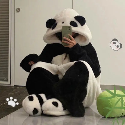 Winter Unisex Panda Robe Costume – Kigurumi Onesie, Unicorn Cosplay Pajamas, Animal Sleepwear Jumpsuit for Adults