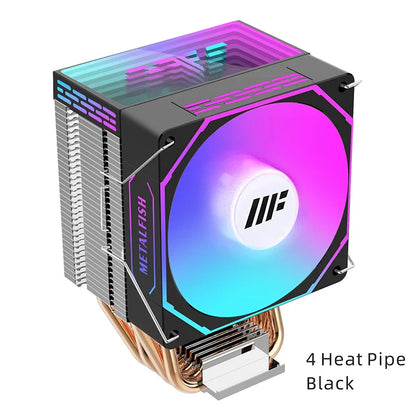 METALFISH White CPU Cooler – ARGB PWM Silent Fan Radiator 4-Pin High Performance Air Cooling for Intel LGA1700/1200/115X/1366/2011 & AMD AM5/AM4/x99/x79