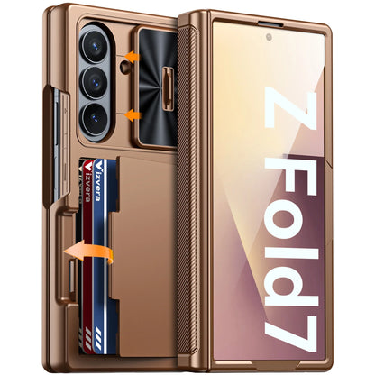 Samsung Galaxy Z Fold 7 Case – Black Shockproof Silicone Wallet with RFID Card Holder, Hinge & Camera Protection