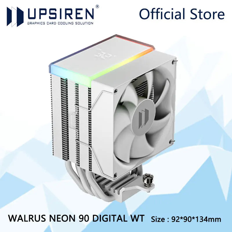 UPSIREN WALRUS NEON 90 CPU Air Cooler – ARGB Digital Display Radiator High Performance Cooling for Intel LGA1851/1700/115X & AMD AM5/AM4