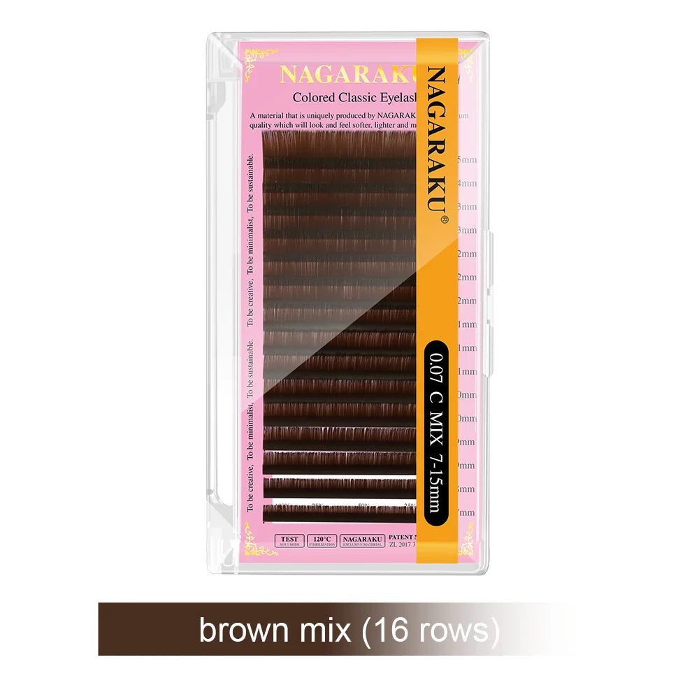 NAGARAKU Brown Eyelash Extensions – Soft Natural Synthetic Mink Individual Lashes 16 Lines for Professional Makeup