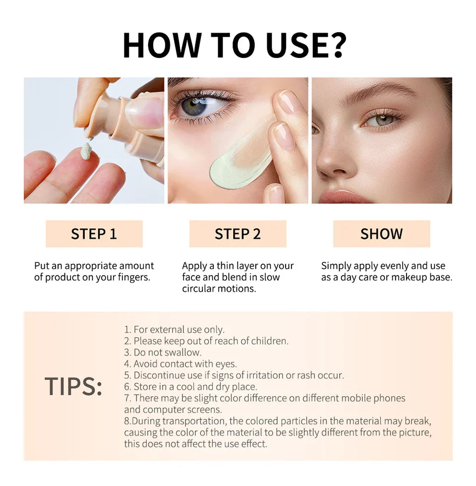 Color-Changing 4-in-1 Foundation – Moisturizing SPF 30+ Longwear Waterproof Makeup Base for Hydrating Travel Coverage