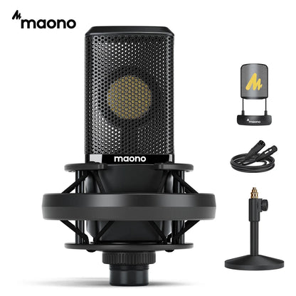 Maono PM500T XLR Condenser Microphone – 34mm Large Diaphragm Cardioid Studio Mic for Recording, Podcasting & Streaming