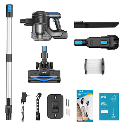 INSE Cordless Vacuum Cleaner – 20Kpa Lightweight Stick Vacuum with 2200mAh Battery for Hard Floors, Carpets, Hair & Car Cleaning