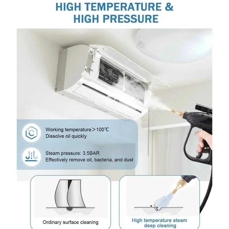 220V 3000W Commercial & Household Steam Cleaner - Adjustable Function for Air Conditioning, Kitchen Hood, Car, Alkaline Cleaning