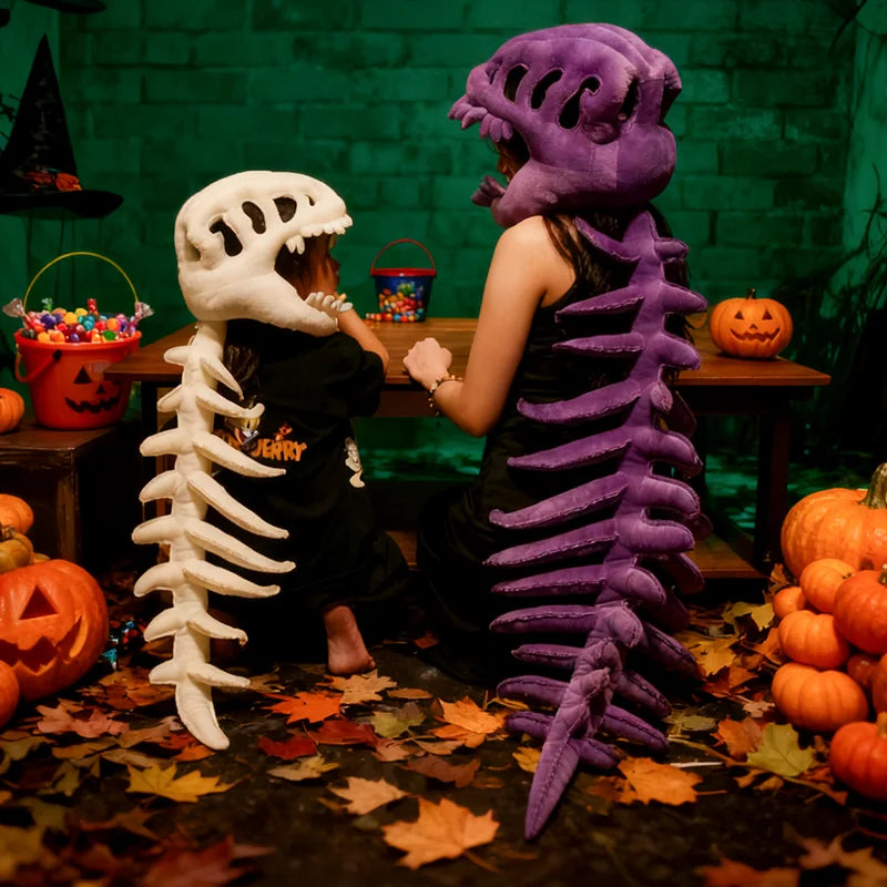 Dinosaur Skeleton Headgear Pillow – 4 Colors for Party Cosplay & Cozy Sofa Lounging